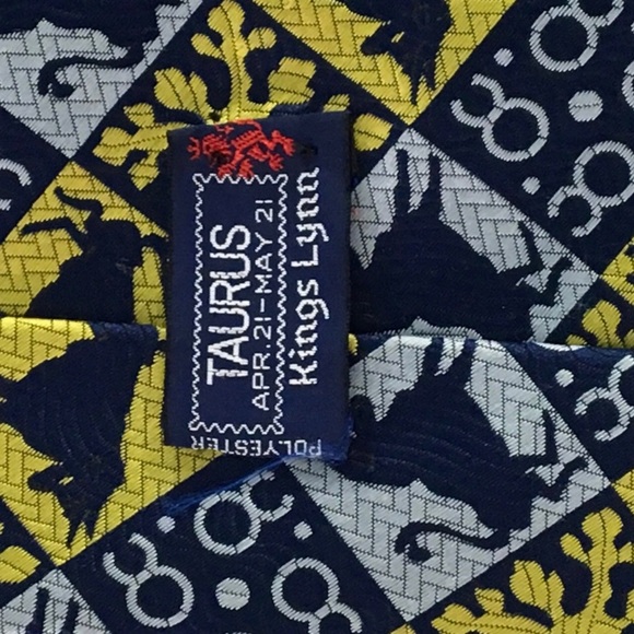 Kings Lynn Taurus Zodiac Men's Tie blue / green - Picture 7 of 7